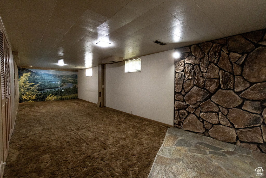 Basement with carpet floors