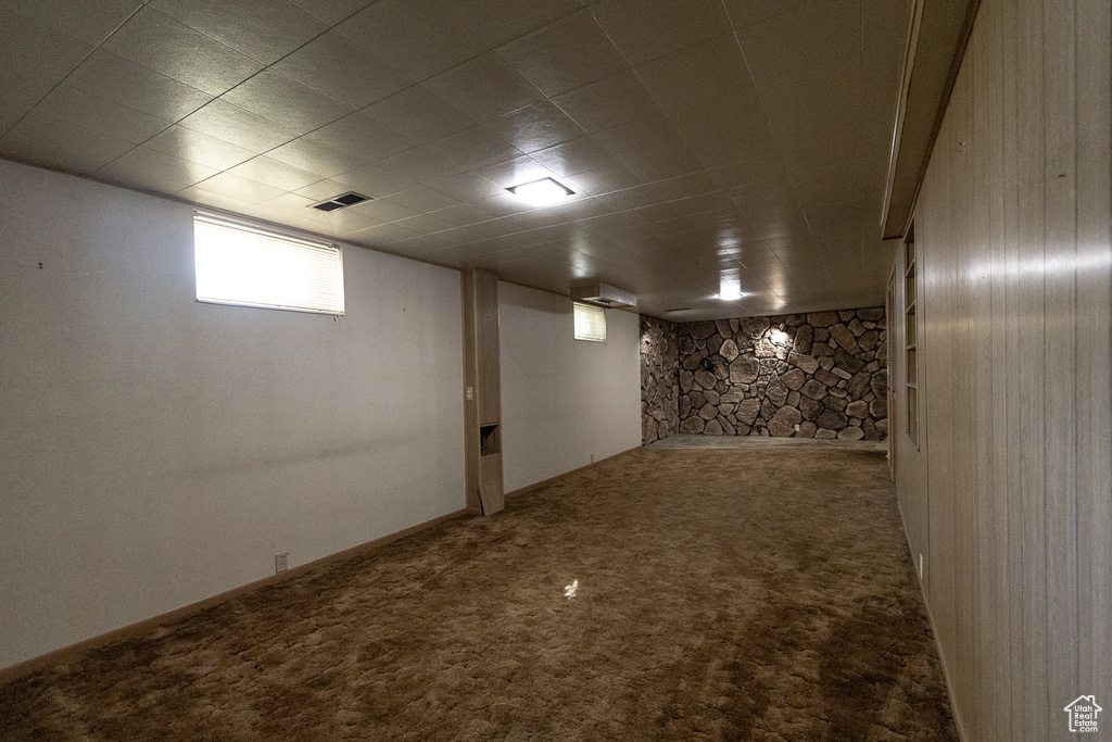 Basement featuring carpet floors