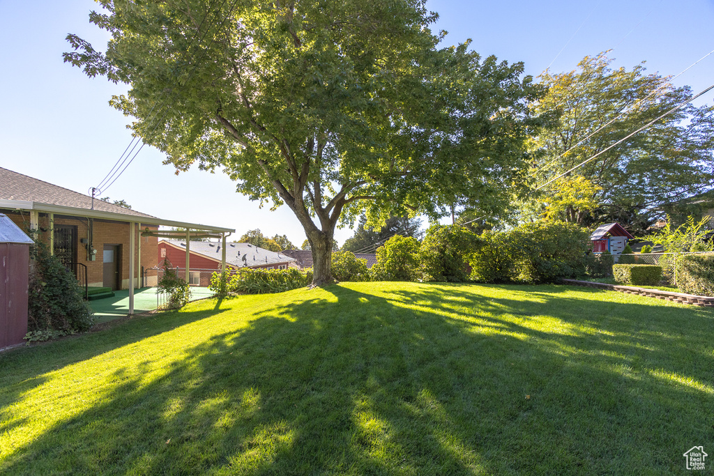 View of yard with a patio area