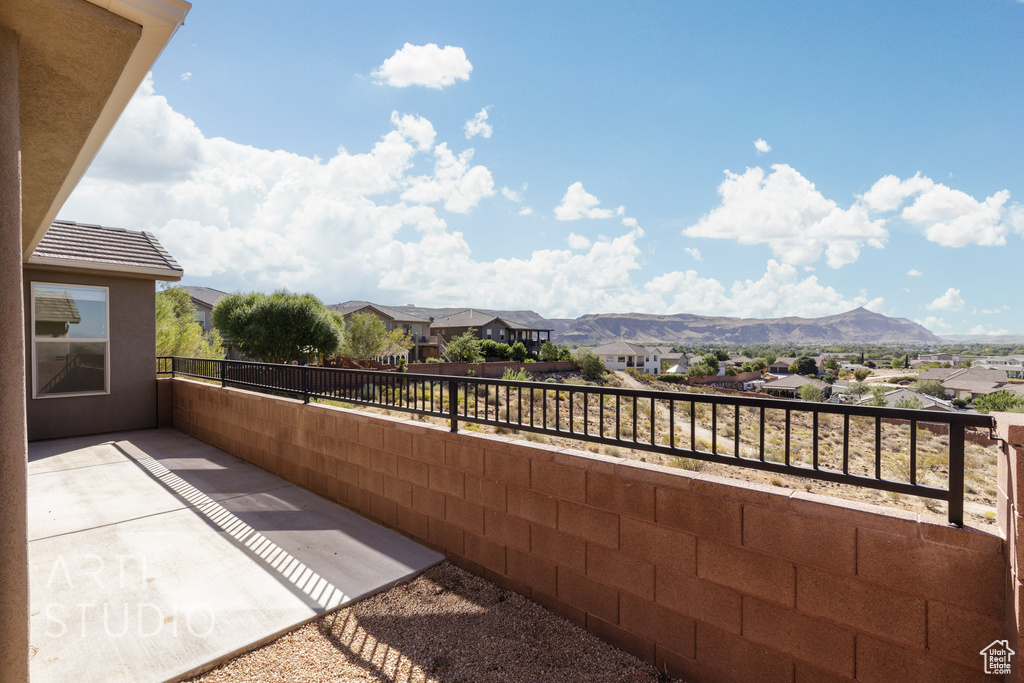 Balcony with a mountain view