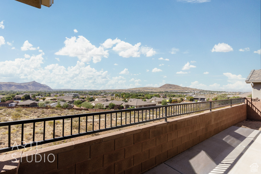 Balcony with a mountain view