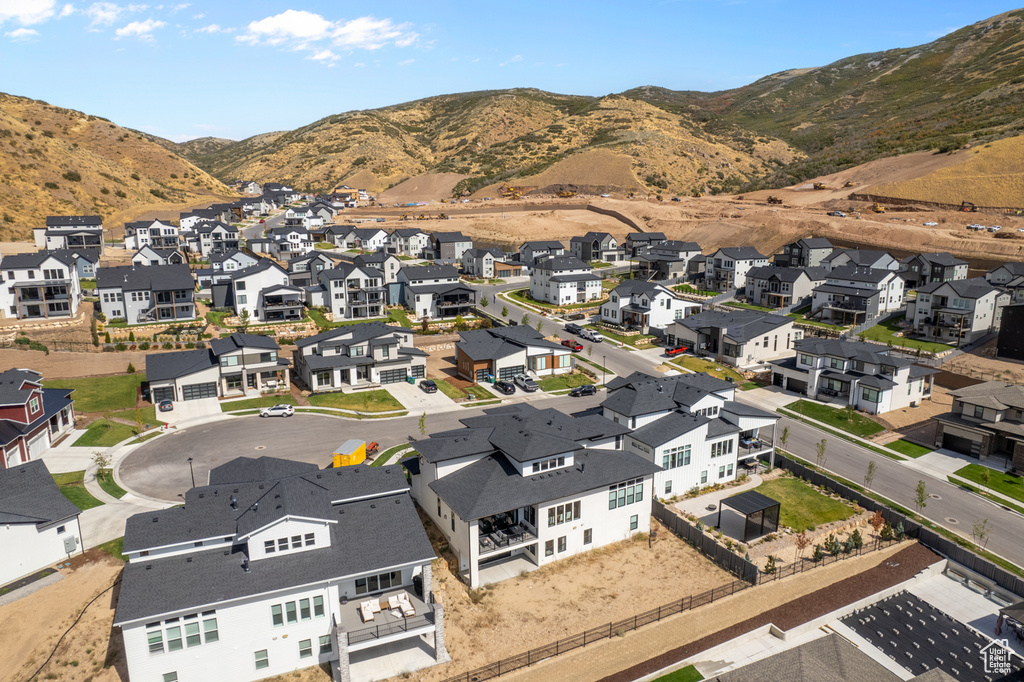 Aerial view featuring a mountain view