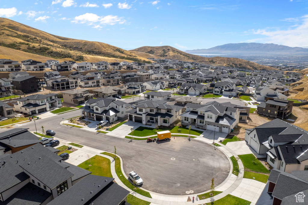 Drone / aerial view with a mountain view