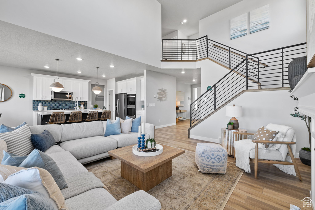 Living room featuring light hardwood / wood-style flooring