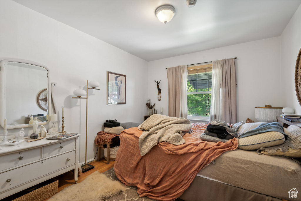 Bedroom with light wood-type flooring