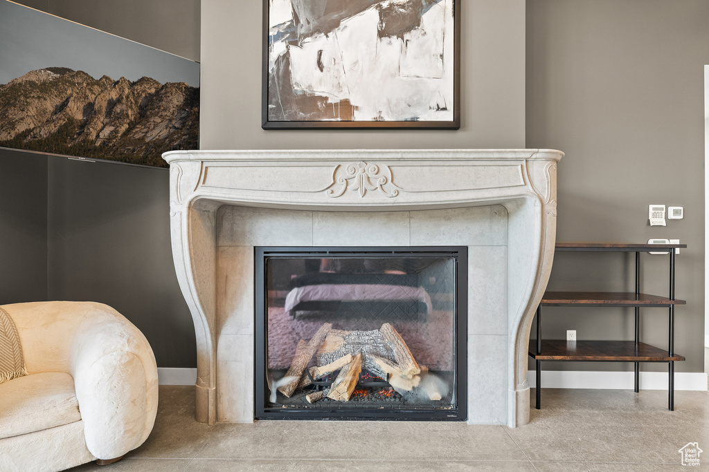 Detailed view of a fireplace