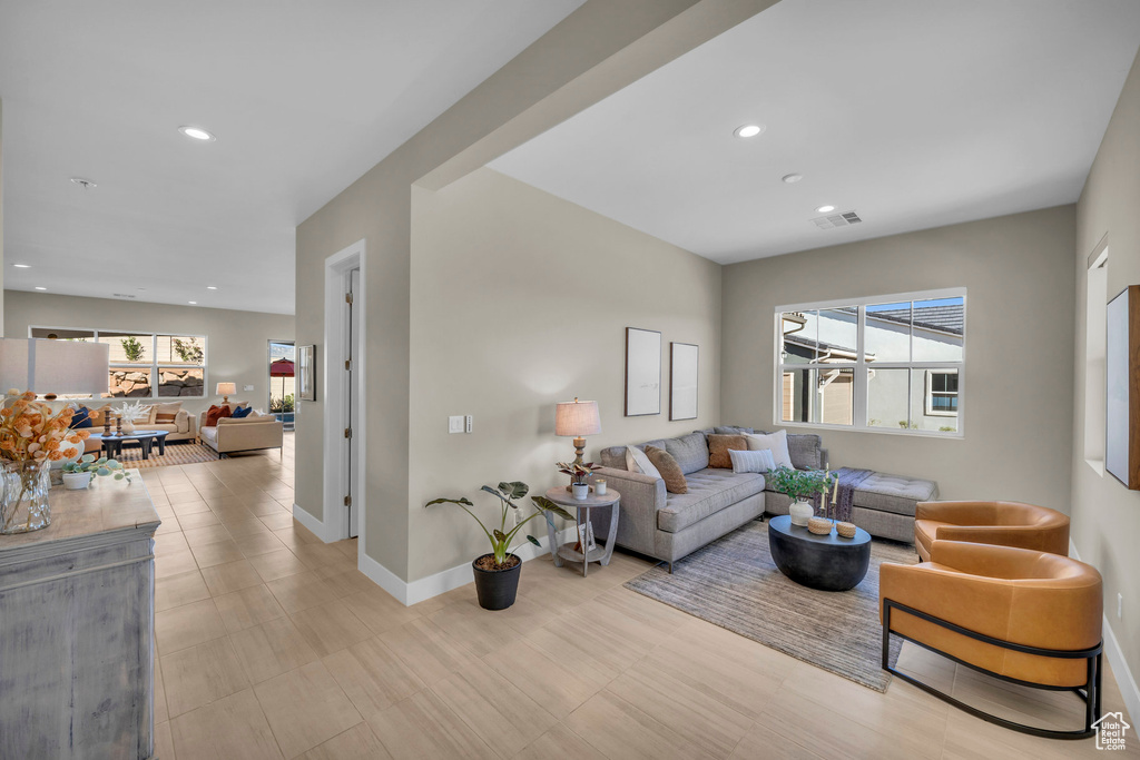 Living room with a wealth of natural light