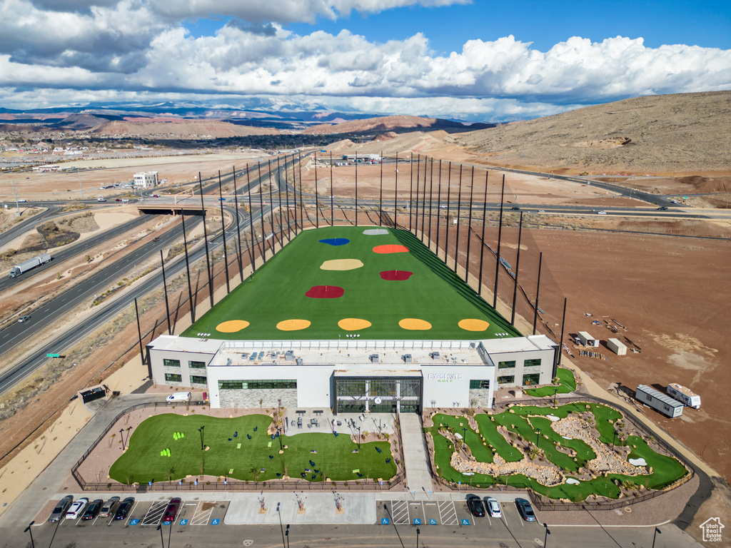 Bird's eye view with a mountain view