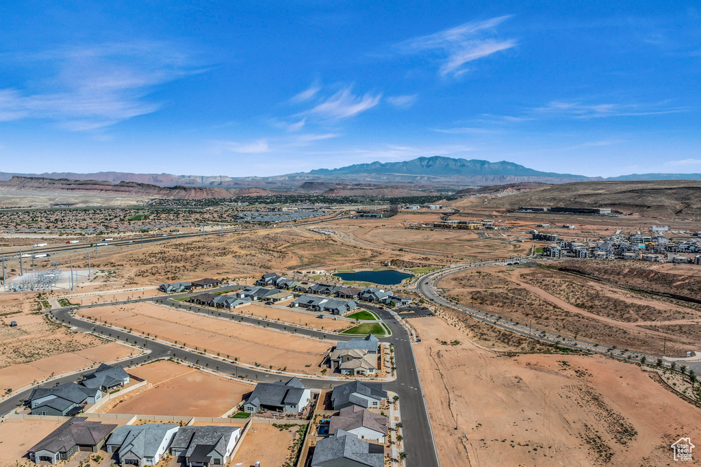 Aerial view featuring a mountain view