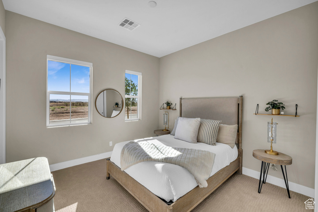 Bedroom featuring carpet