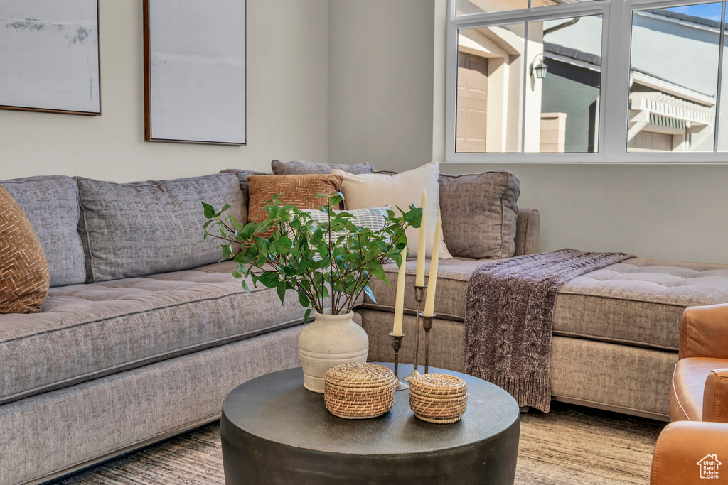 Living room featuring hardwood / wood-style flooring