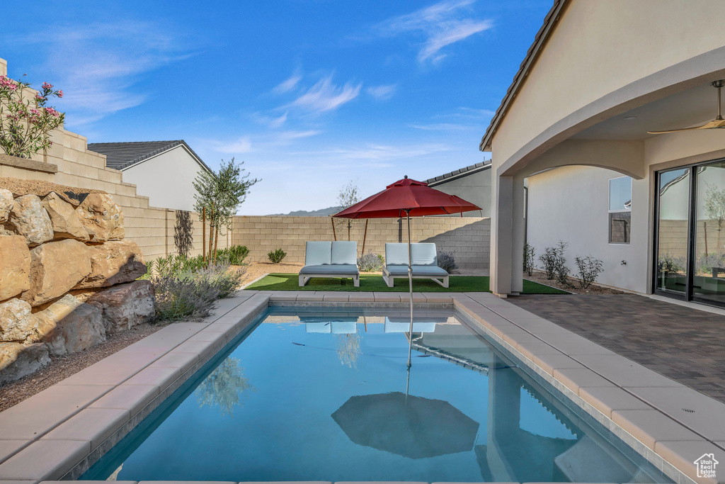 View of pool featuring a patio