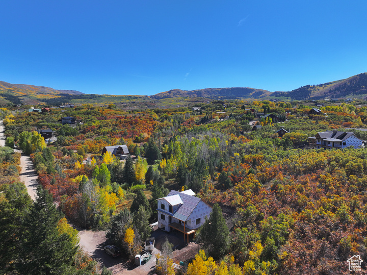 Aerial view with a mountain view