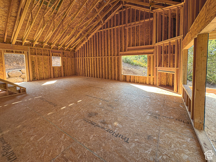 Misc room with high vaulted ceiling