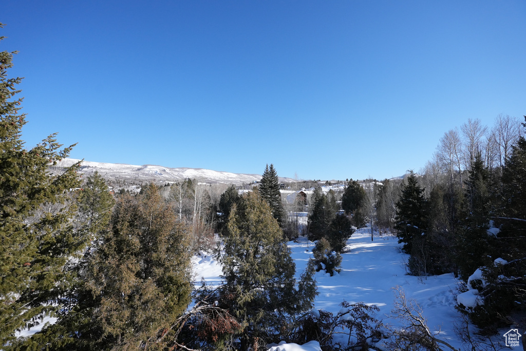 Exterior space featuring a mountain view