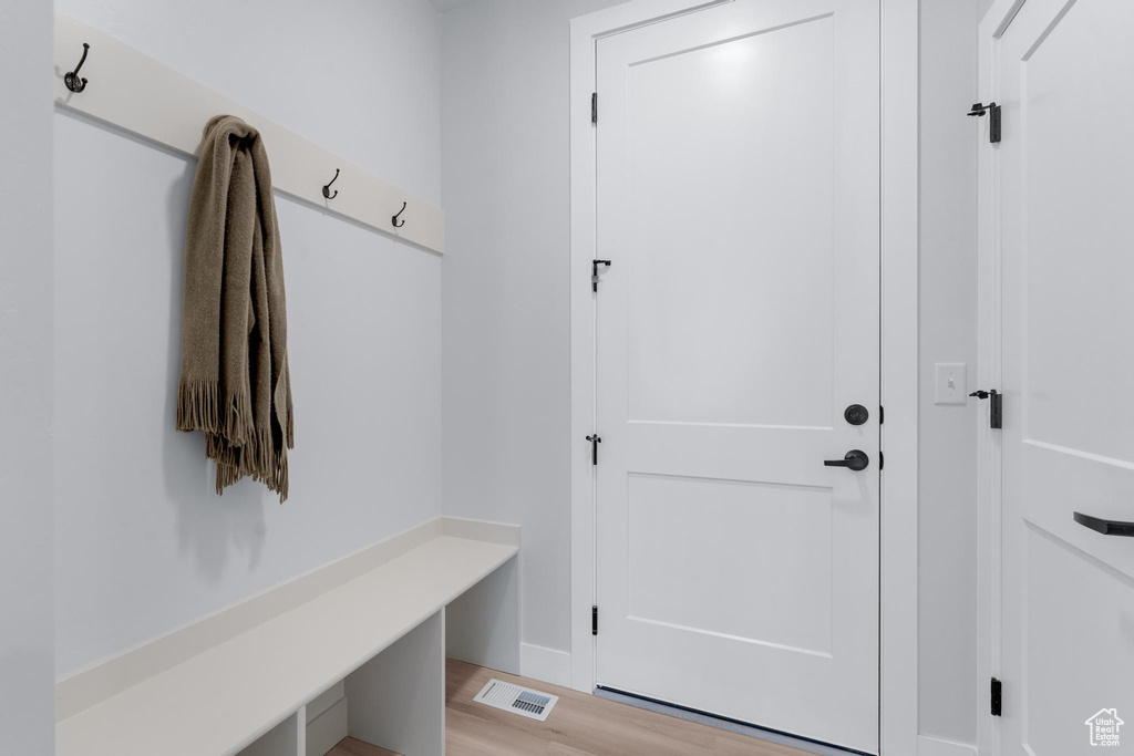 Mudroom featuring light hardwood / wood-style flooring