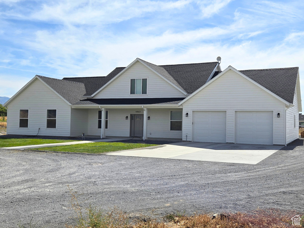 View of front of home with a garage