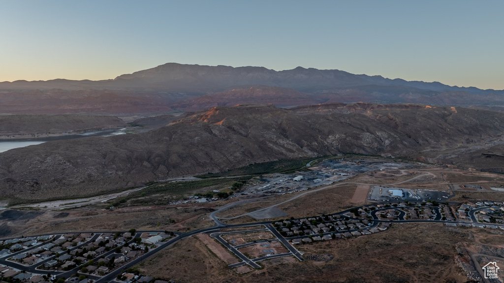 Mountain view featuring a water view