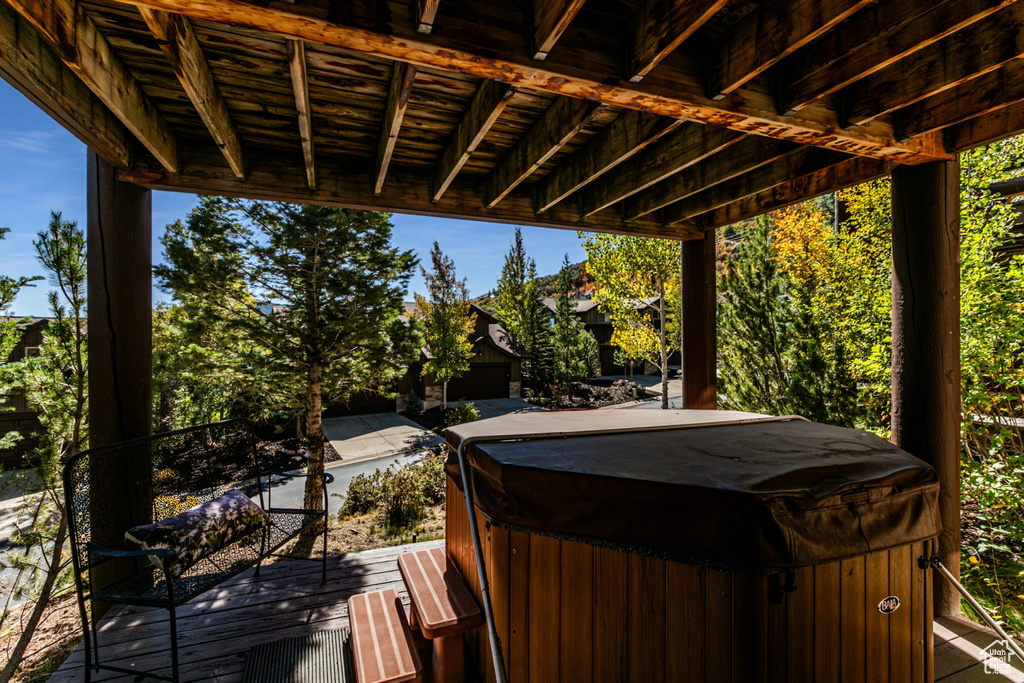 Deck with a hot tub