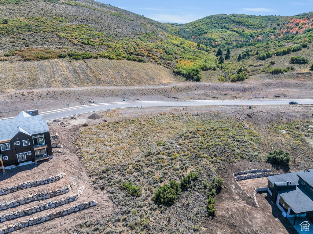 Drone / aerial view with a mountain view