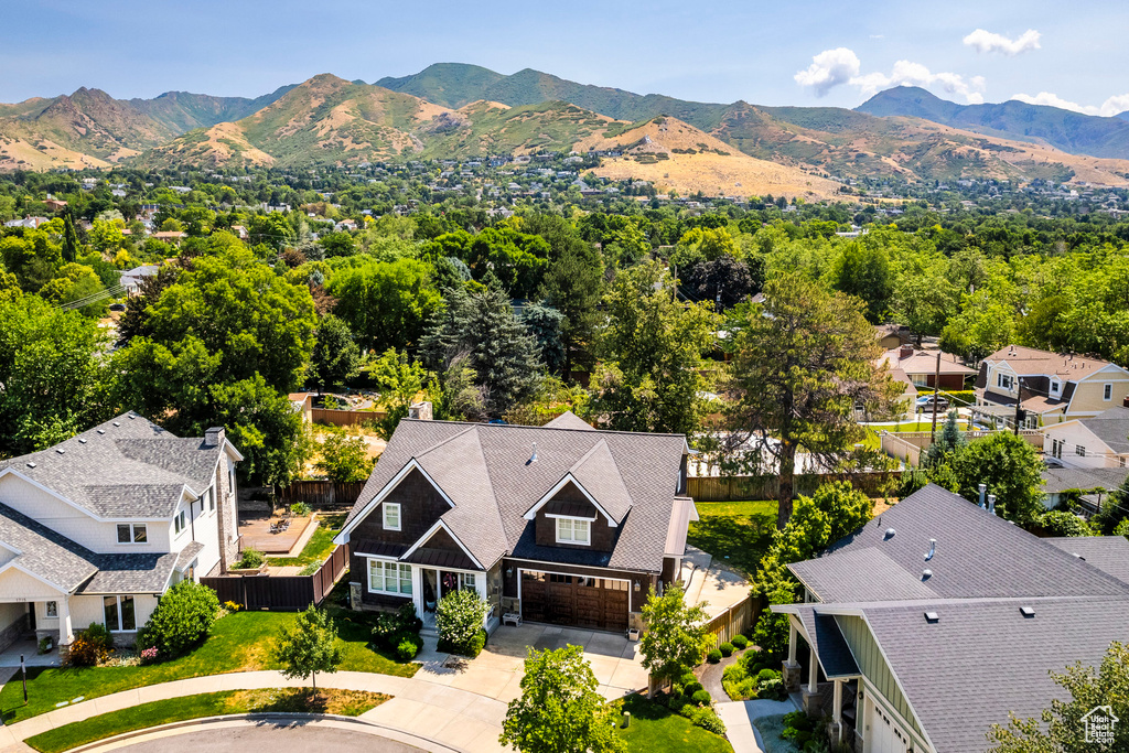 Drone / aerial view with a mountain view