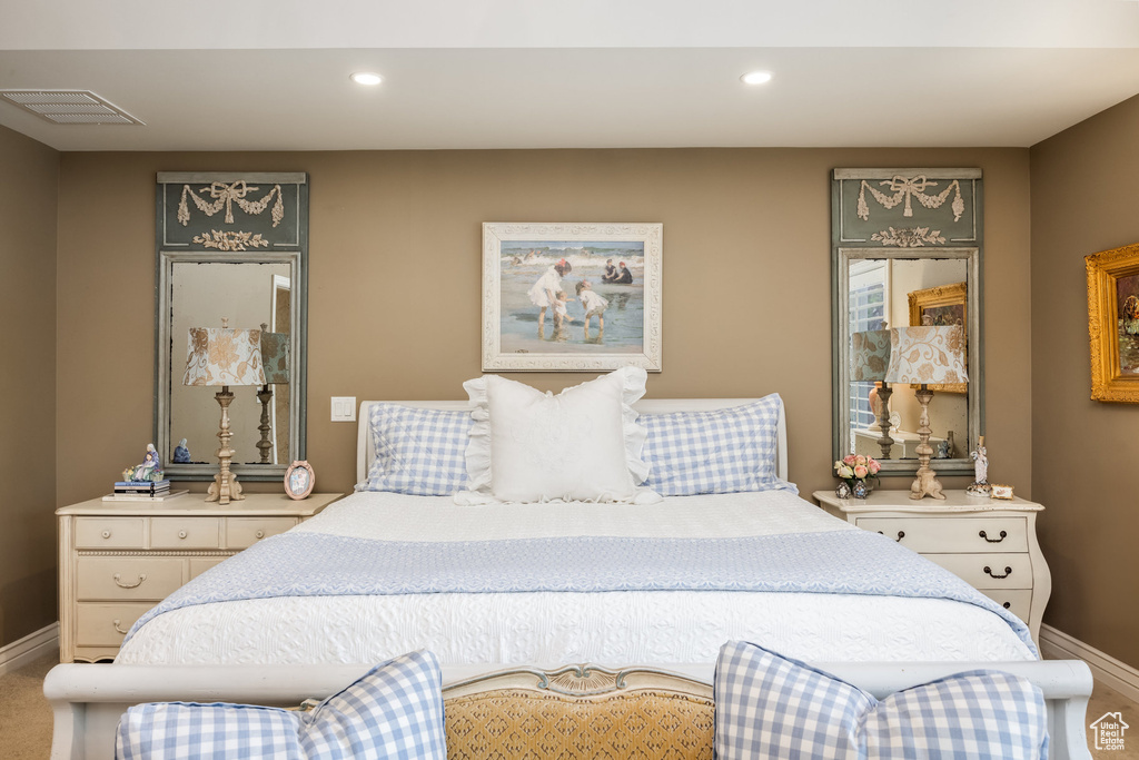 Bedroom with carpet floors