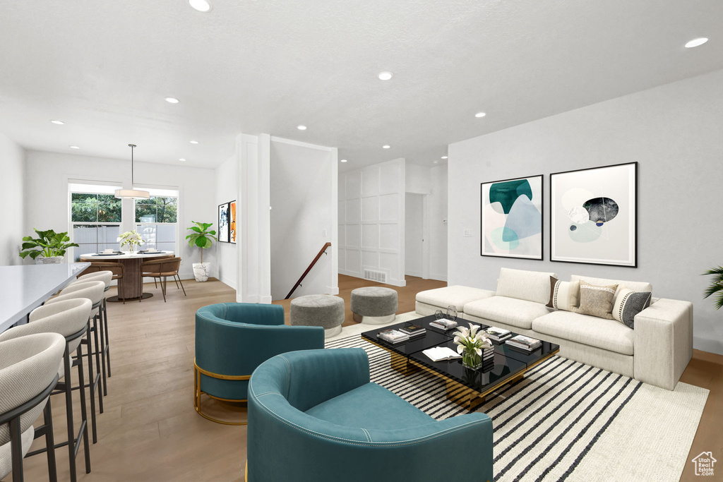 Living room featuring light hardwood / wood-style floors