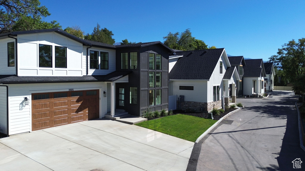 View of front of home with a garage