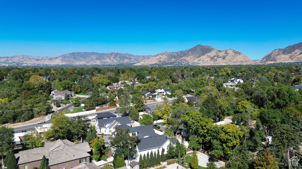 Drone / aerial view with a mountain view