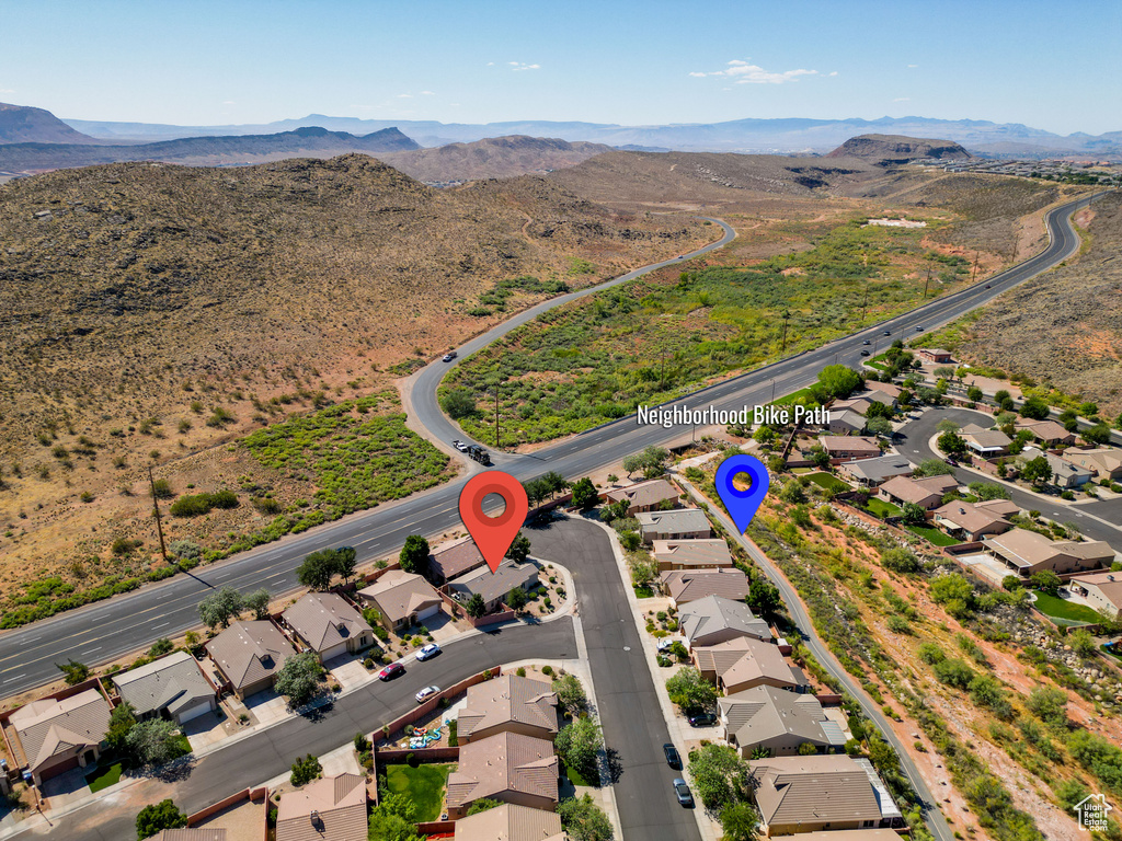 Bird's eye view featuring a mountain view