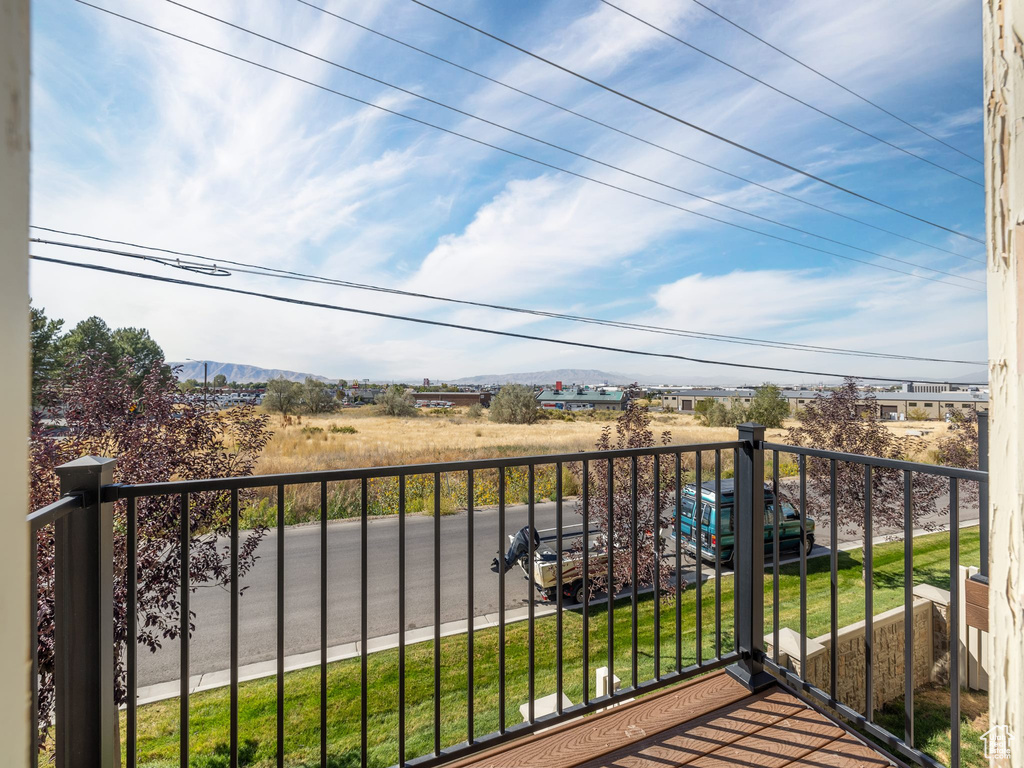 Balcony with a mountain view