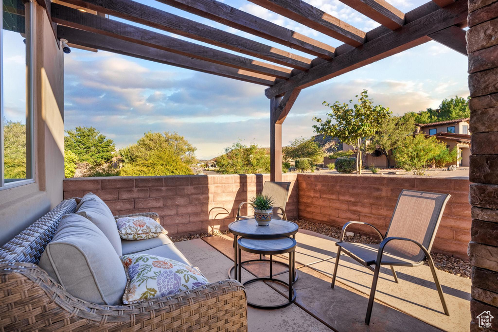 View of patio / terrace featuring a pergola