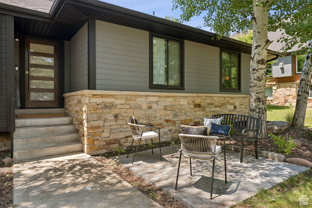 View of patio with entry steps
