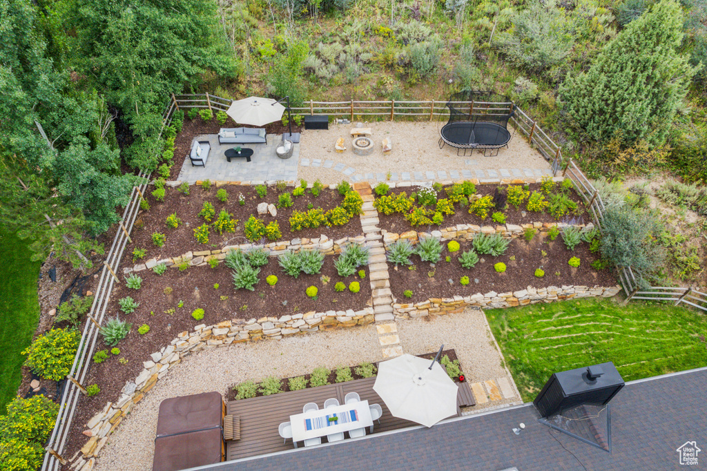 Birds eye view of property