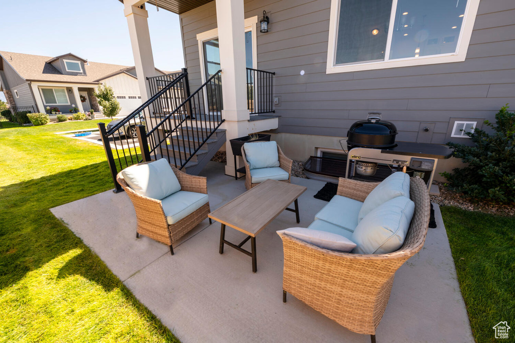 View of patio / terrace featuring an outdoor hangout area