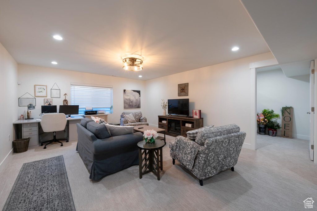 View of carpeted living room