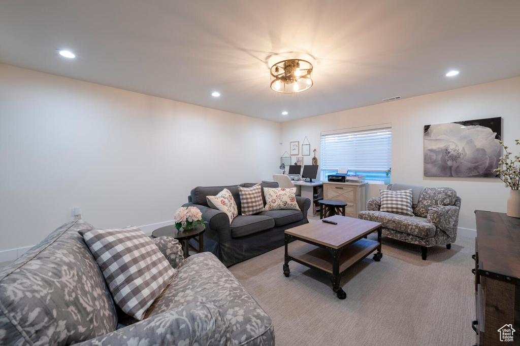 View of carpeted living room