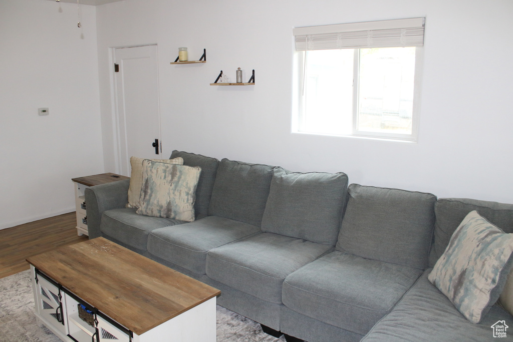 Living room featuring light hardwood / wood-style flooring