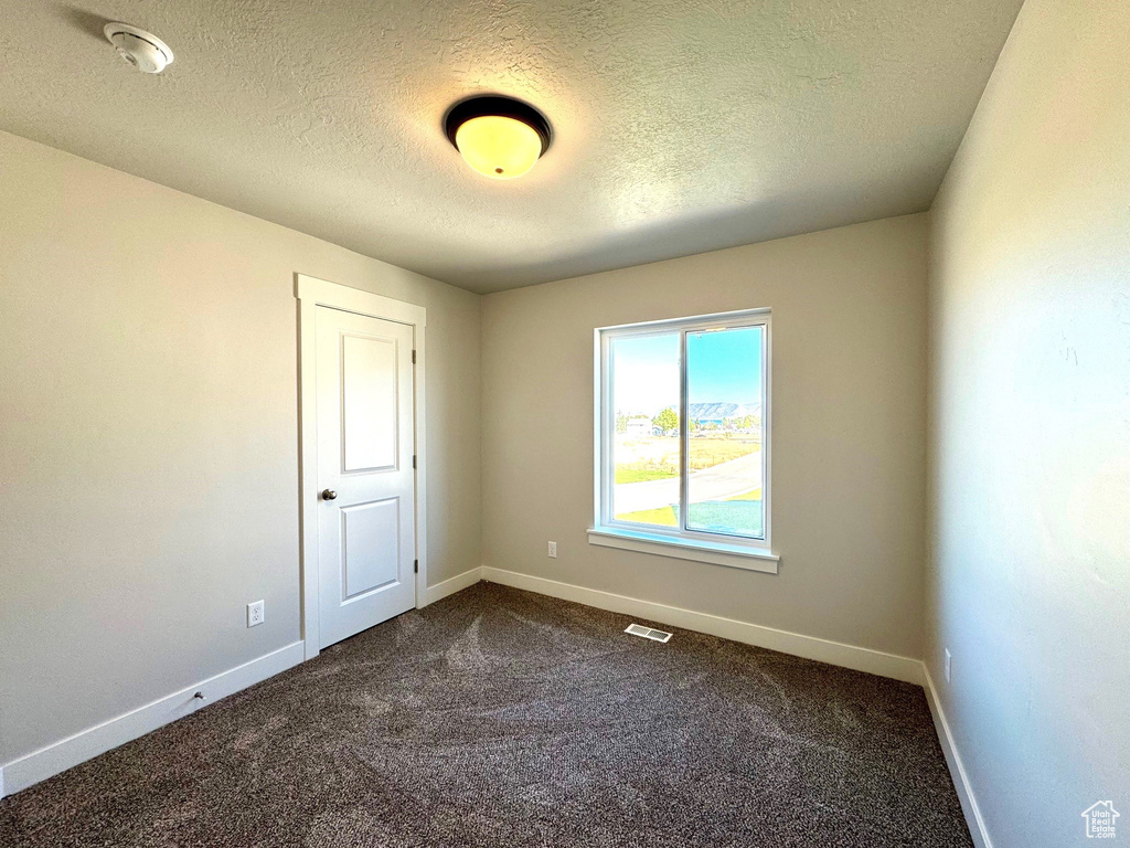 Spare room with carpet and a textured ceiling