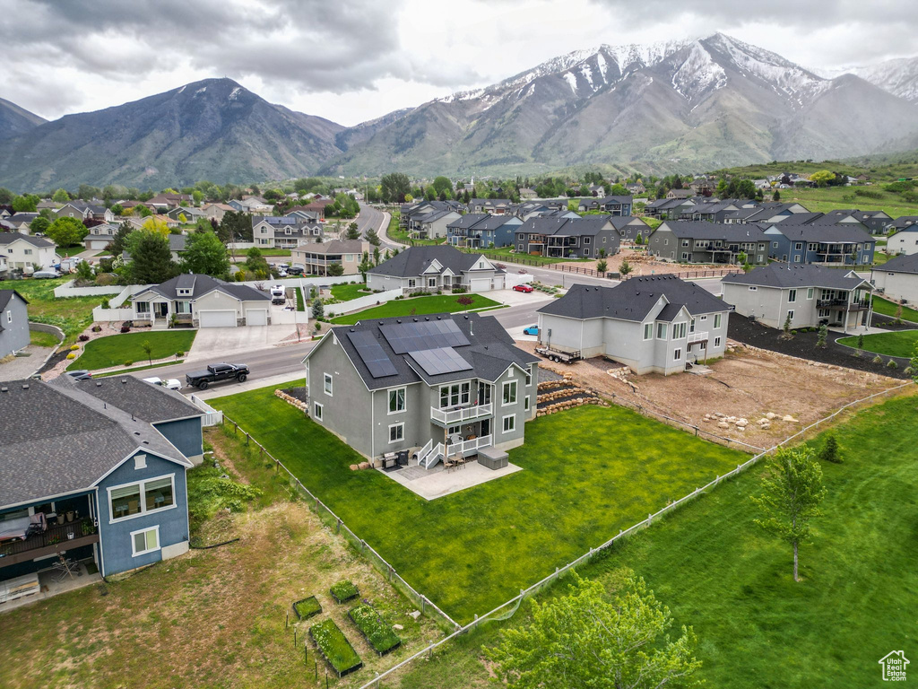 View of mountain background with nearby suburban area