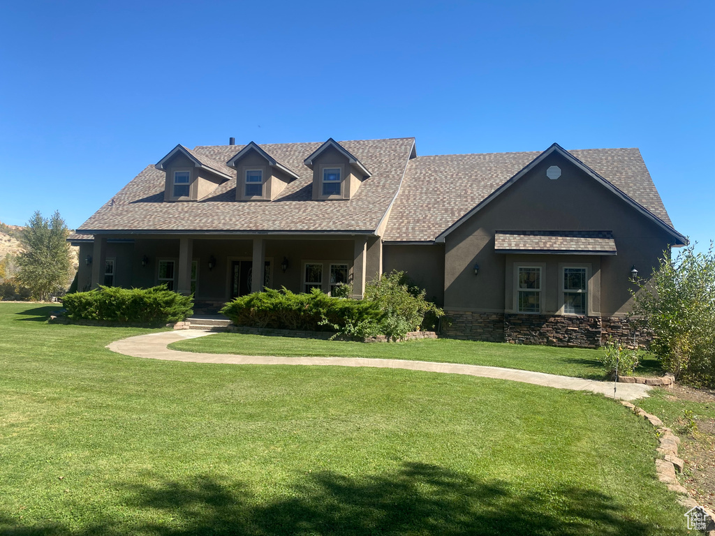 View of front of home with a front yard