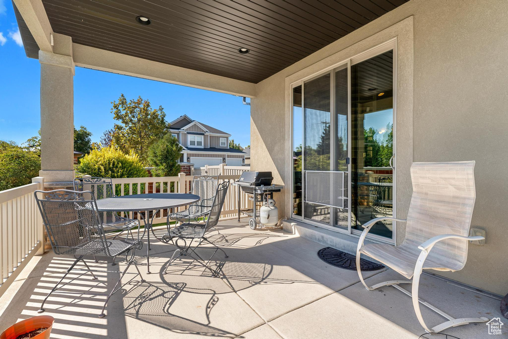 View of patio featuring grilling area