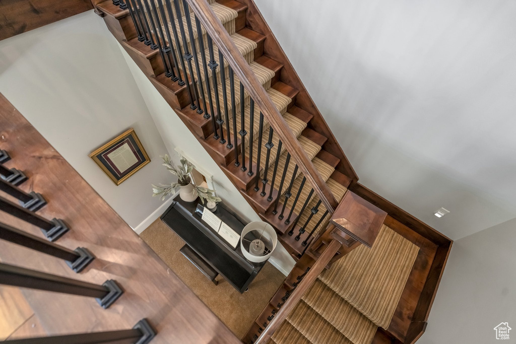 Staircase with a high ceiling