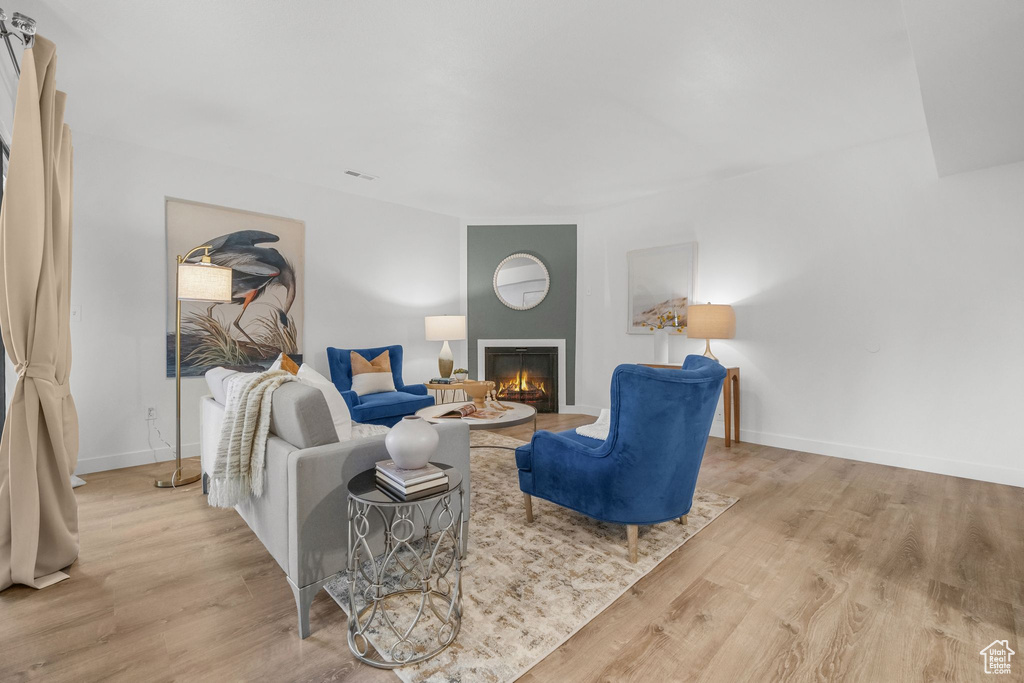 Living room featuring light hardwood / wood-style flooring