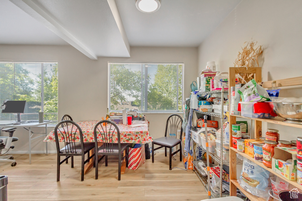 Dining area featuring light wood-type flooring