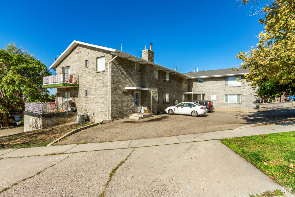 Exterior space with a balcony