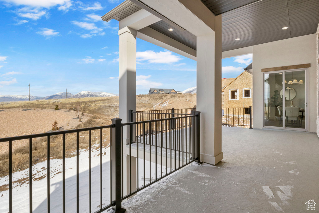 Balcony with a mountain view