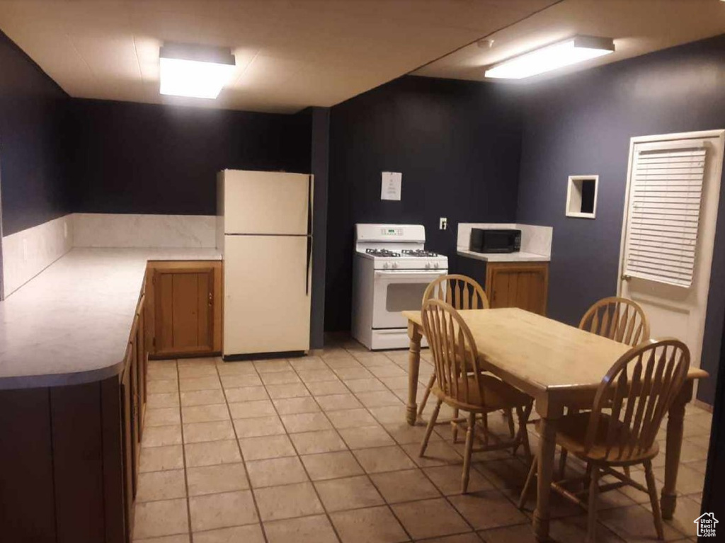 View of tiled dining room