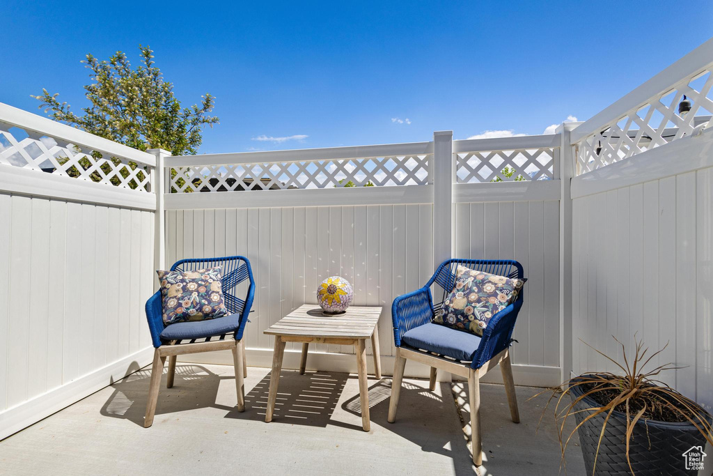 View of patio featuring a fenced backyard