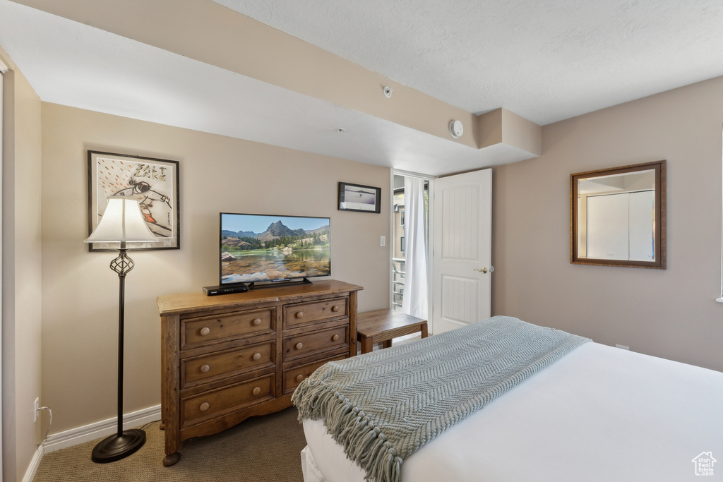 Bedroom featuring carpet